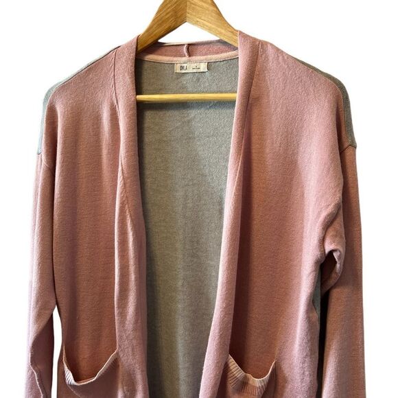 Rose & Grey Colour Blocked Lightweight Open Long Sleeve Cardigan With Pockets S - Picture 4 of 8